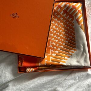 Hermes Orange and White Scarf